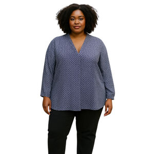 Laundry by Shelli Segal Tunic Blouse Womens XL Blue Geometric